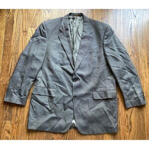 Jack Victor E.THOMAS SILK WOOL Mens Blazer Size 44L Long Brown Sport Coat